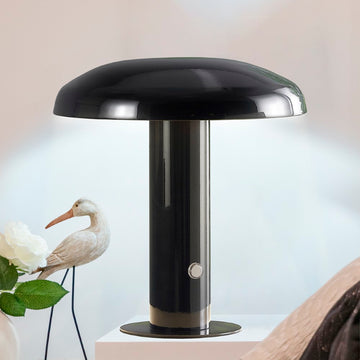 Suillius 11" Contemporary Bohemian Rechargeable/Cordless Iron Integrated LED Mushroom Table Lamp - JONATHAN Y